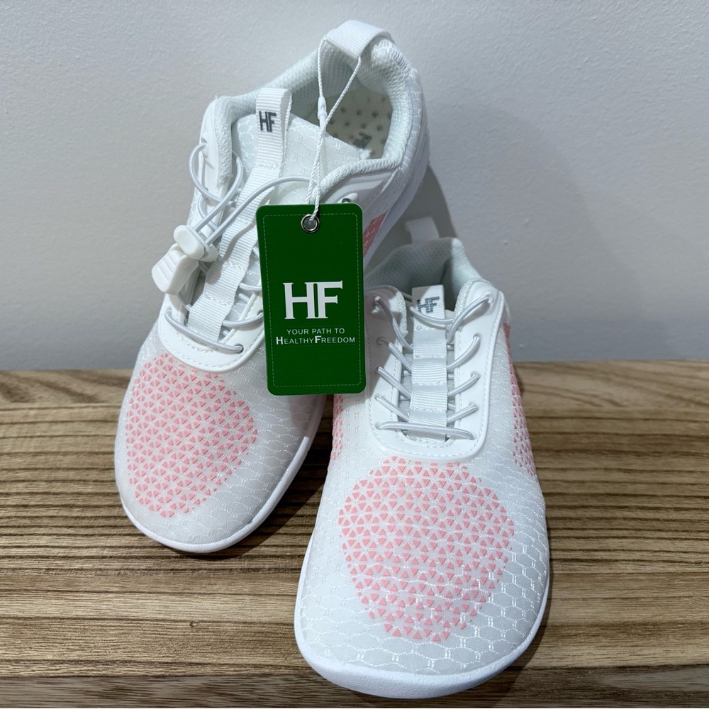 HF Women's White and Pink Athletic Shoes